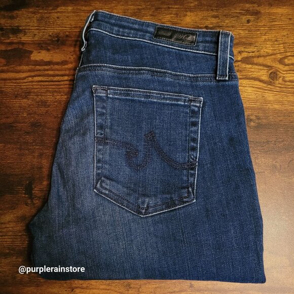 AG Adriano Goldschmied 27 R Prima Cigarette Crop Mid Rise Dark Wash Raw Hem - Picture 3 of 12